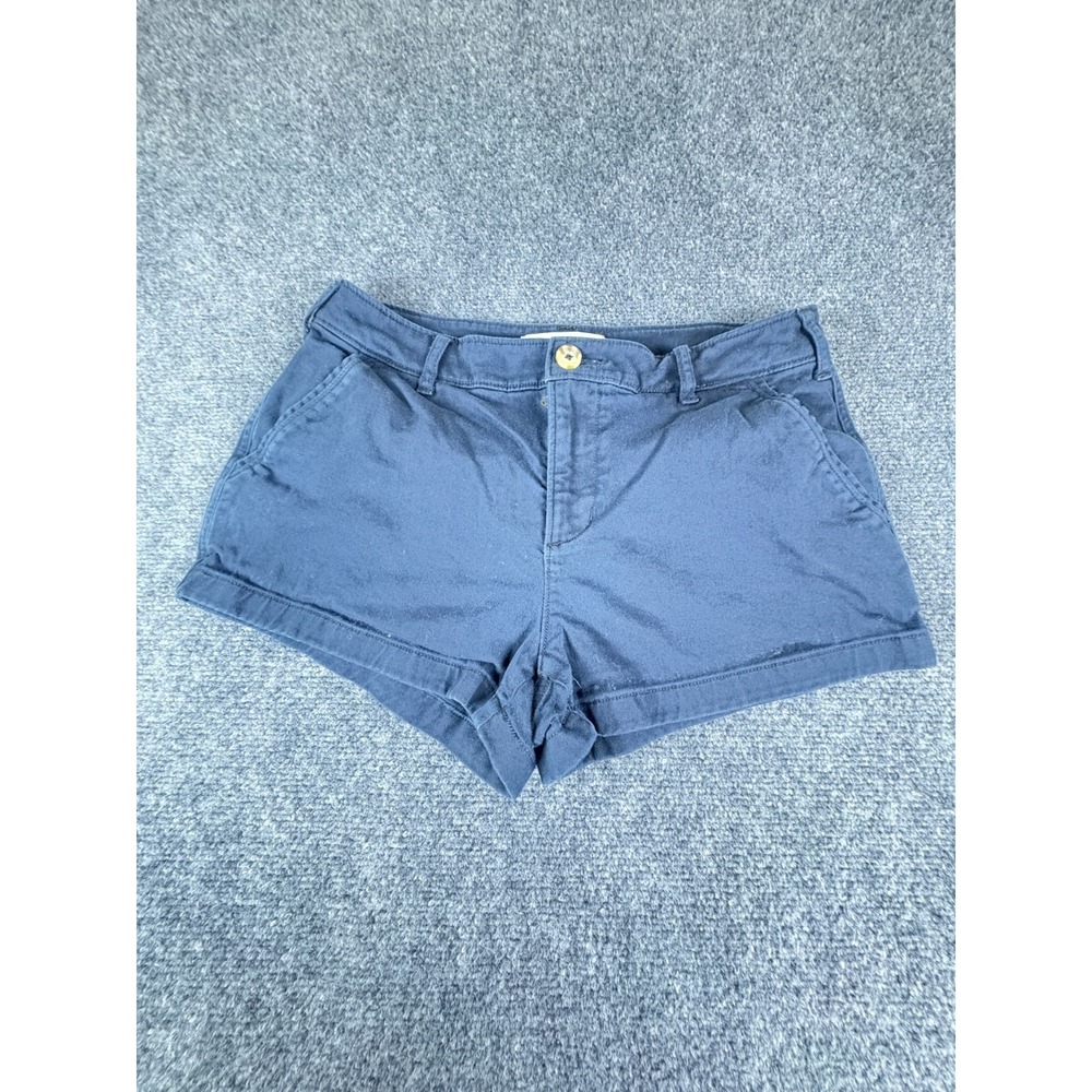 Abercrombie & Fitch Chino Shorts Women 28x9.5 Navy Blue Cotton Cuffed Hem Casual